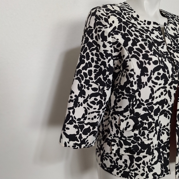 N.K.D. Black White Floral Abstract Red Lined W/Pockets Preppy Career Jacket (8) - Picture 6 of 15